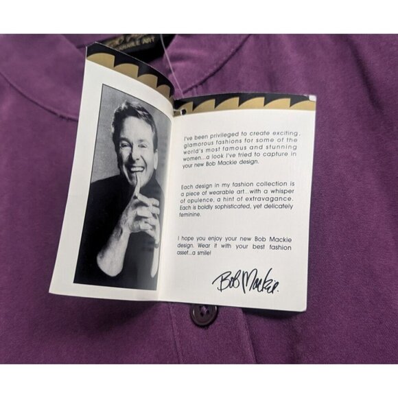 NEW Vintage Bob Mackie Wearable Art Purple Button Up Blazer Blouse Women’s XS - Picture 6 of 7